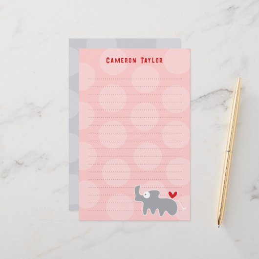 Cartoon Gray Rhino Kinder Geburtstag Vielen Dank Briefpapier (Vorderseite/Rückseite Beispiel)