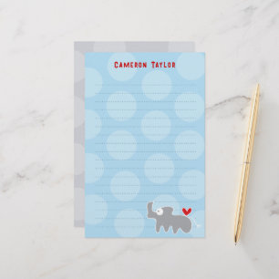 Cartoon Gray Rhino Kinder Geburtstag Vielen Dank Briefpapier