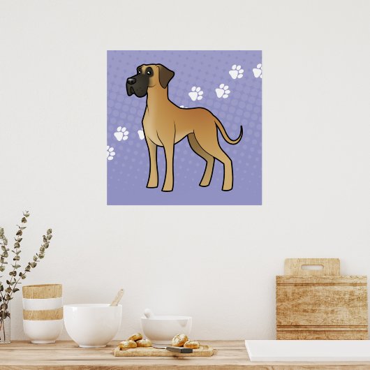 Cartoon Great Dane Poster (Küche)