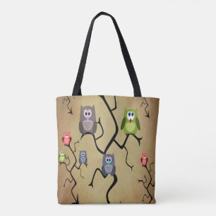 Cartoon Great Horned Owls Tasche