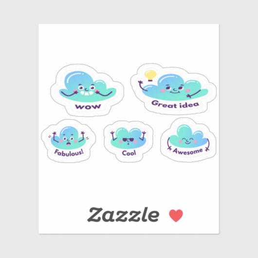 Cartoon great job sticker set (Blatt)