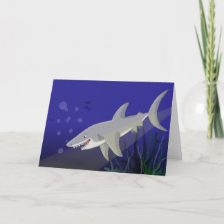 Cartoon Great White Sharing Grußkarte Karte