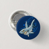 Cartoon Great White Shark Button (Vorne & Hinten)