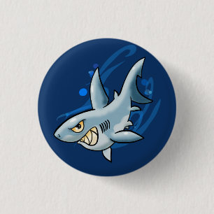 Cartoon Great White Shark Button