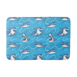 Cartoon Great White Sharks Badematte