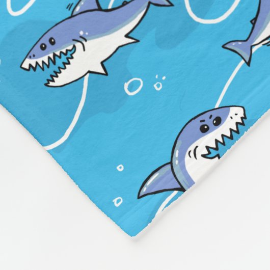 Cartoon Great White Sharks Fleecedecke (Ecke)
