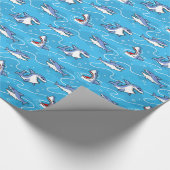 Cartoon Great White Sharks Geschenkpapier (Ecke)