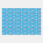 Cartoon Great White Sharks Geschenkpapier Set (Vorderseite 3)