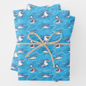 Cartoon Great White Sharks Geschenkpapier Set (Beispiel)