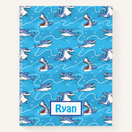 Cartoon Great White Sharks Notizblock