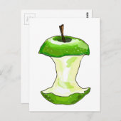 Cartoon Green Apple (Granny Smith) Apfelkern Postkarte (Vorne/Hinten)