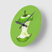 Cartoon Green Apple Runde Wanduhr (Winkel)