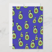 Cartoon Green & Blue Avocado Muster Geburtstag Einladung (Rückseite)