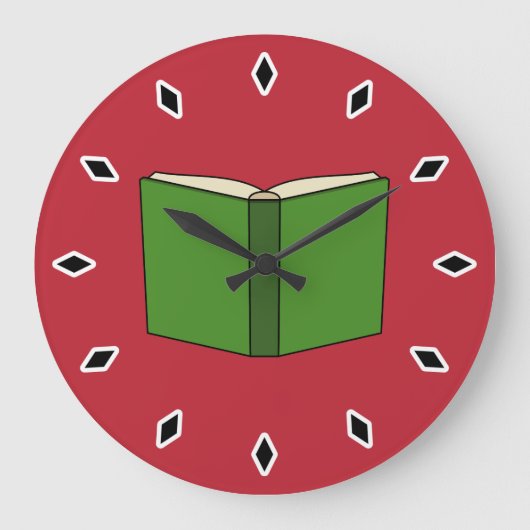 Cartoon Green Book Große Wanduhr (Vorderseite)