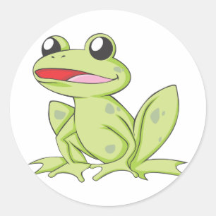 Cartoon Green Bull Frog Runder Aufkleber