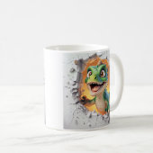 Cartoon Green Dinosaurier Joyfull Breaking Wand Kaffeetasse (VorderseiteRechts)