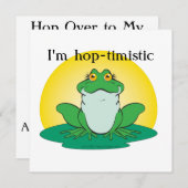 Cartoon Green Frog auf Lily Pad Einladung (Vorne/Hinten)