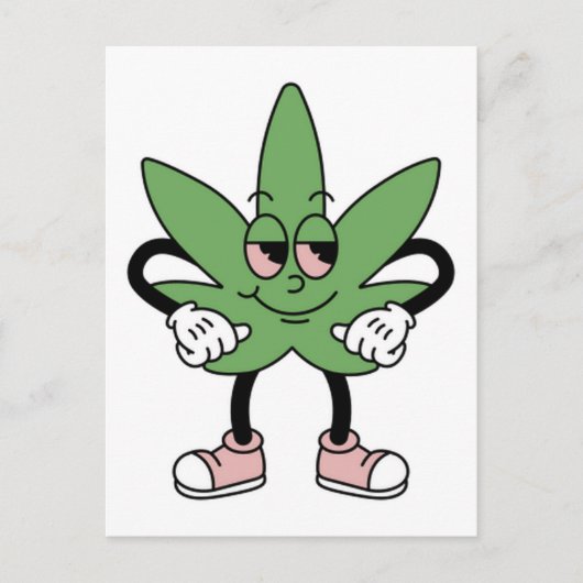 Cartoon Green Leaf Postkarte (Vorderseite)