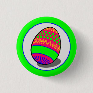 Cartoon Green Lila Blue Oaster Egg Vector Button