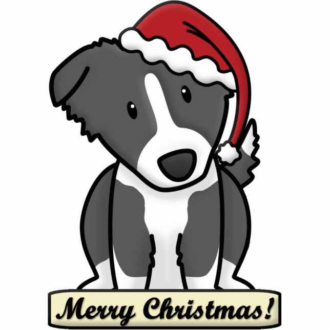 Cartoon-Grenzcollie-Weihnachtsverzierung Fotoskulptur Ornament (Vorne)