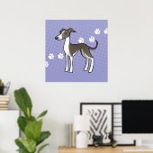 Cartoon Greyhound / Whippet / Italienischer Windhu Poster (Heimbüro)