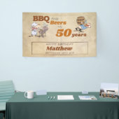 Cartoon GRILLEN und Bier 50. Geburtstag Rustikales Banner (Messeveranstaltung)