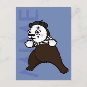 CARTOON GRIZZLY BEAR MIME VERTIKALE POSTCARD POSTKARTE