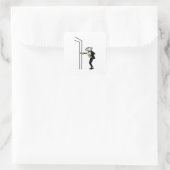 Cartoon Groom Rings Doorbell Quadratischer Aufkleber (Tasche)