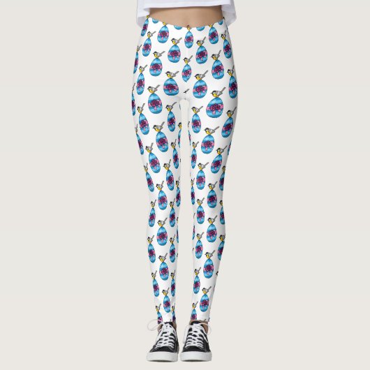 Cartoon Großes Tit mit Ostereier Leggings (Vorderseite)