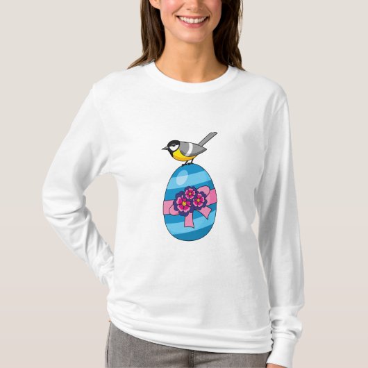 Cartoon Großes Tit mit Ostereier T-Shirt (Vorderseite)