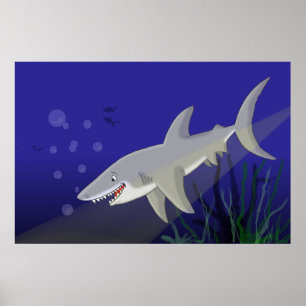 Cartoon Großes Weißhai-Poster drucken Poster