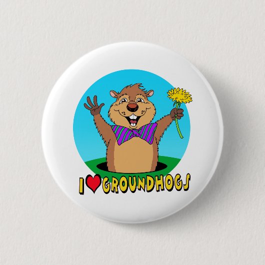 Cartoon Groundhog Button (Vorderseite)