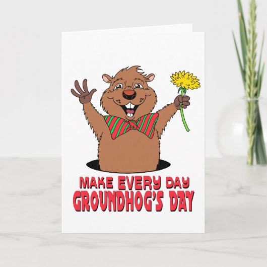 Cartoon Groundhog Karte (Vorderseite)
