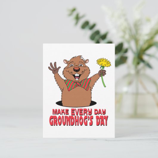 Cartoon Groundhog Postkarte (Stehend Vorderseite)