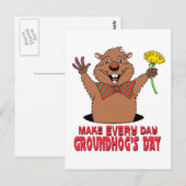 Cartoon Groundhog Postkarte (Vorne/Hinten)