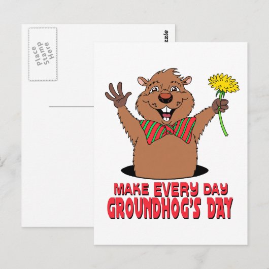 Cartoon Groundhog Postkarte (Vorne/Hinten)