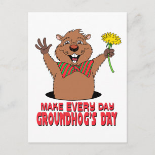 Cartoon Groundhog Postkarte