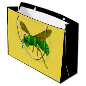 Cartoon, grün und Limon Große Geschenktüte (Rückseite Schrägansicht)