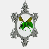 Cartoon, grün und Limon Schneeflocken Zinn-Ornament (Links)