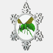 Cartoon, grün und Limon Schneeflocken Zinn-Ornament (Rechts)