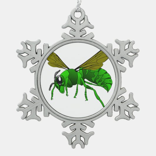 Cartoon, grün und Limon Schneeflocken Zinn-Ornament (Vorderseite)