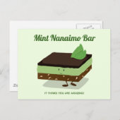 Cartoon Grüne Minze Nanaimo Bar lächelnd Nahrung Postkarte (Vorne/Hinten)