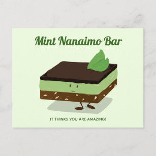 Cartoon Grüne Minze Nanaimo Bar lächelnd Nahrung Postkarte