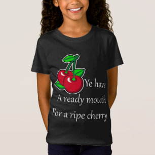 Cartoon Grüne rote Kirschen Fruchtvektor Kunst T-Shirt