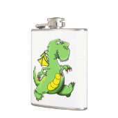 Cartoon Grüner Drache auf den Hinterfüßen Flachmann (Links)