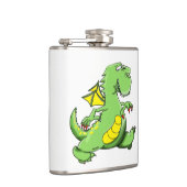 Cartoon Grüner Drache auf den Hinterfüßen Flachmann (Rechts)