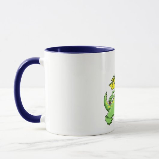 Cartoon Grüner Drache auf den Hinterfüßen Tasse (Links)