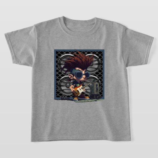 Cartoon Grunge Punk Rock & Roll Guitar Lautspreche T-Shirt (Ablage )