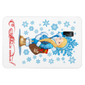 Cartoon Gruß Weihnachtskarte Magnet (Horizontal)