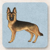 Cartoon GSD Dog Blue Getränkeuntersetzer (Vorderseite)